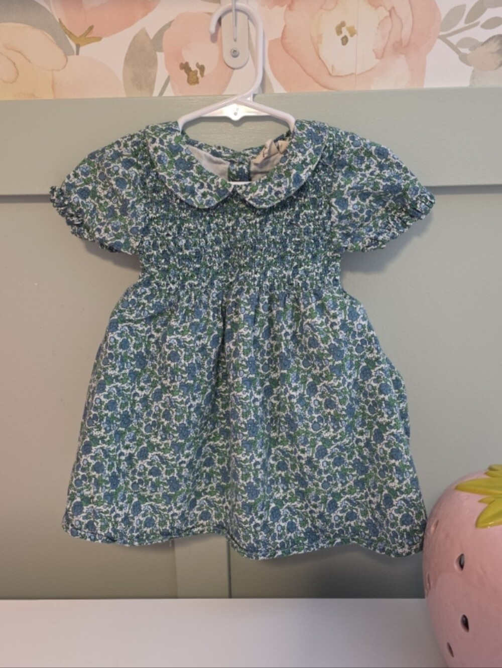 Beet World Fall 18-24 Floral Green Blue Smocked Dress Sustainable Ethical